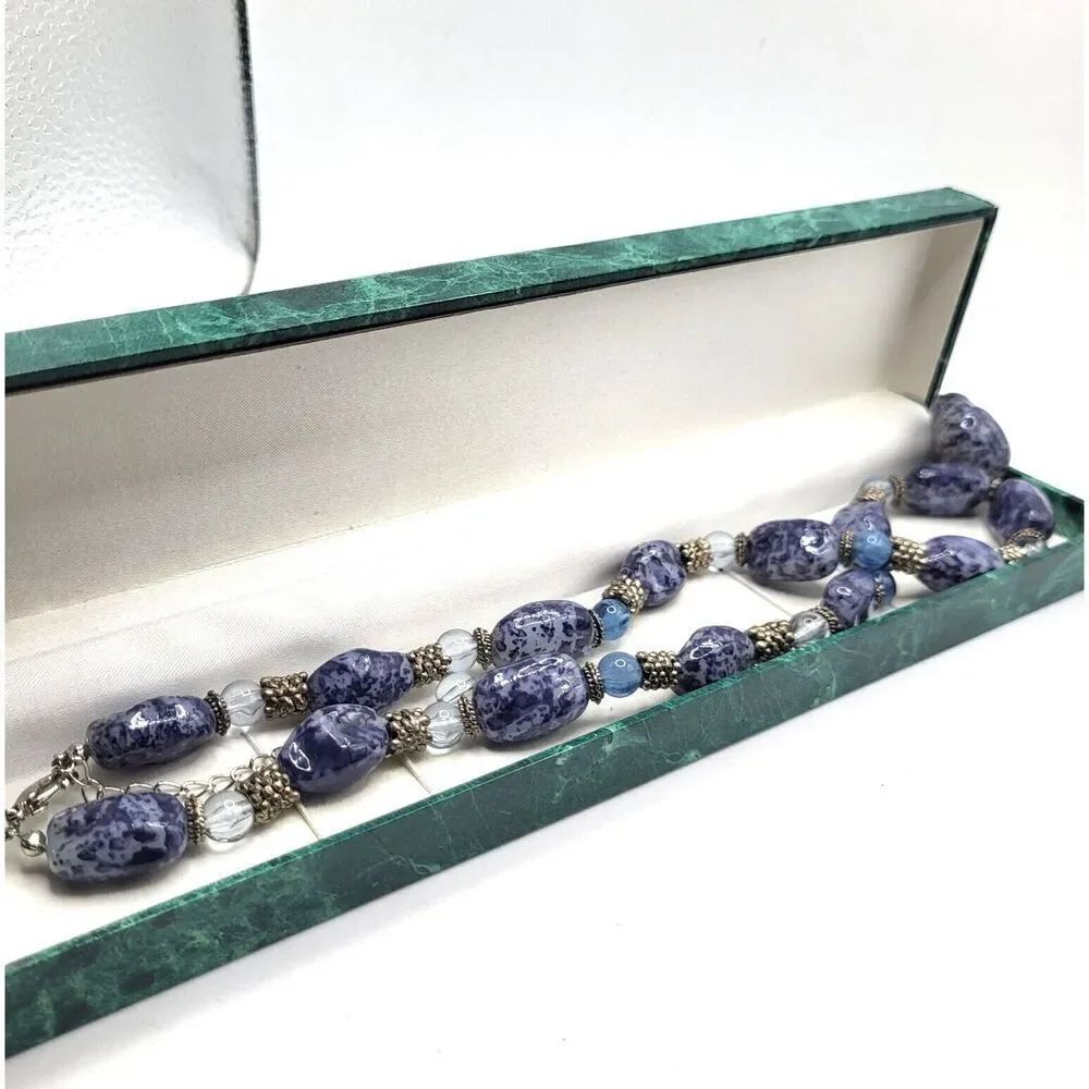 Suzanne Somers Chunky Blue Bohemian  Necklace 23in